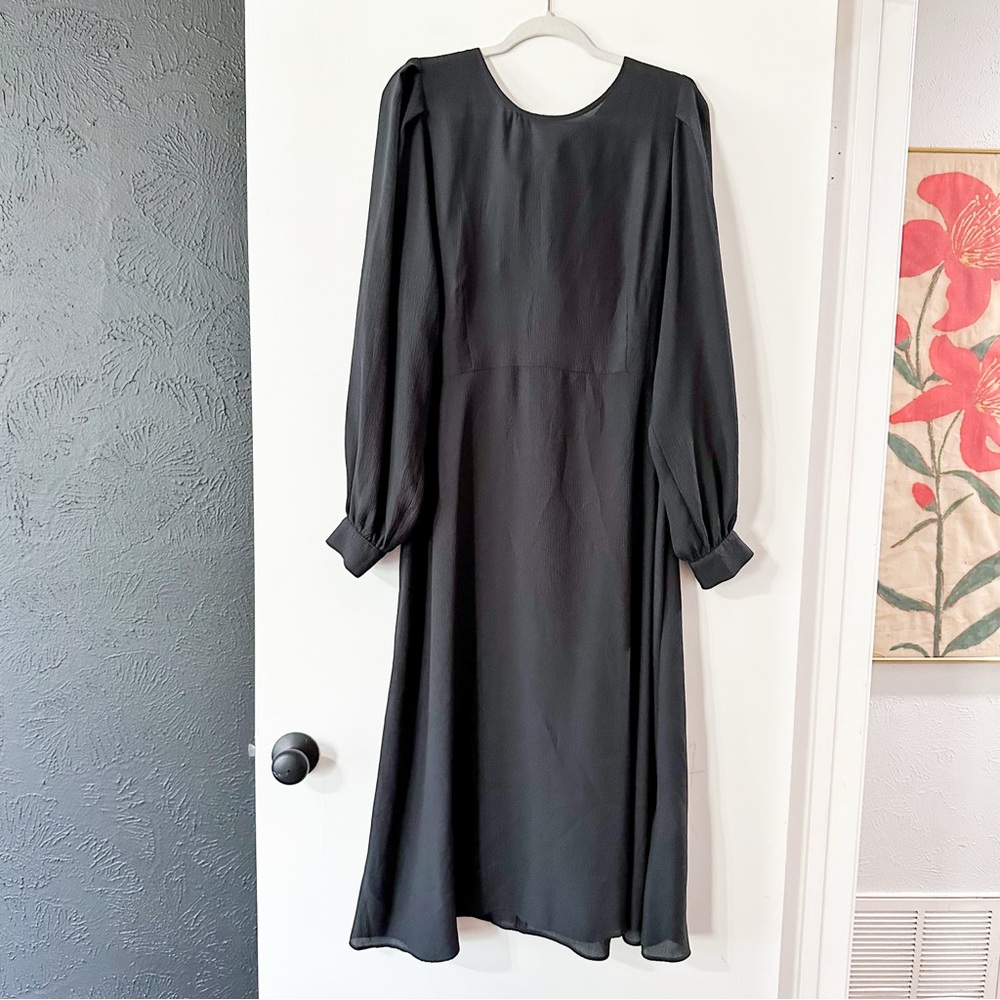 Sezane Daria Dress Midi Noir Black Size 46 US 14 - Picture 2 of 8